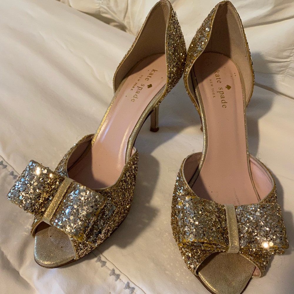 Kate Spade ♠️ Gold sparkly heels